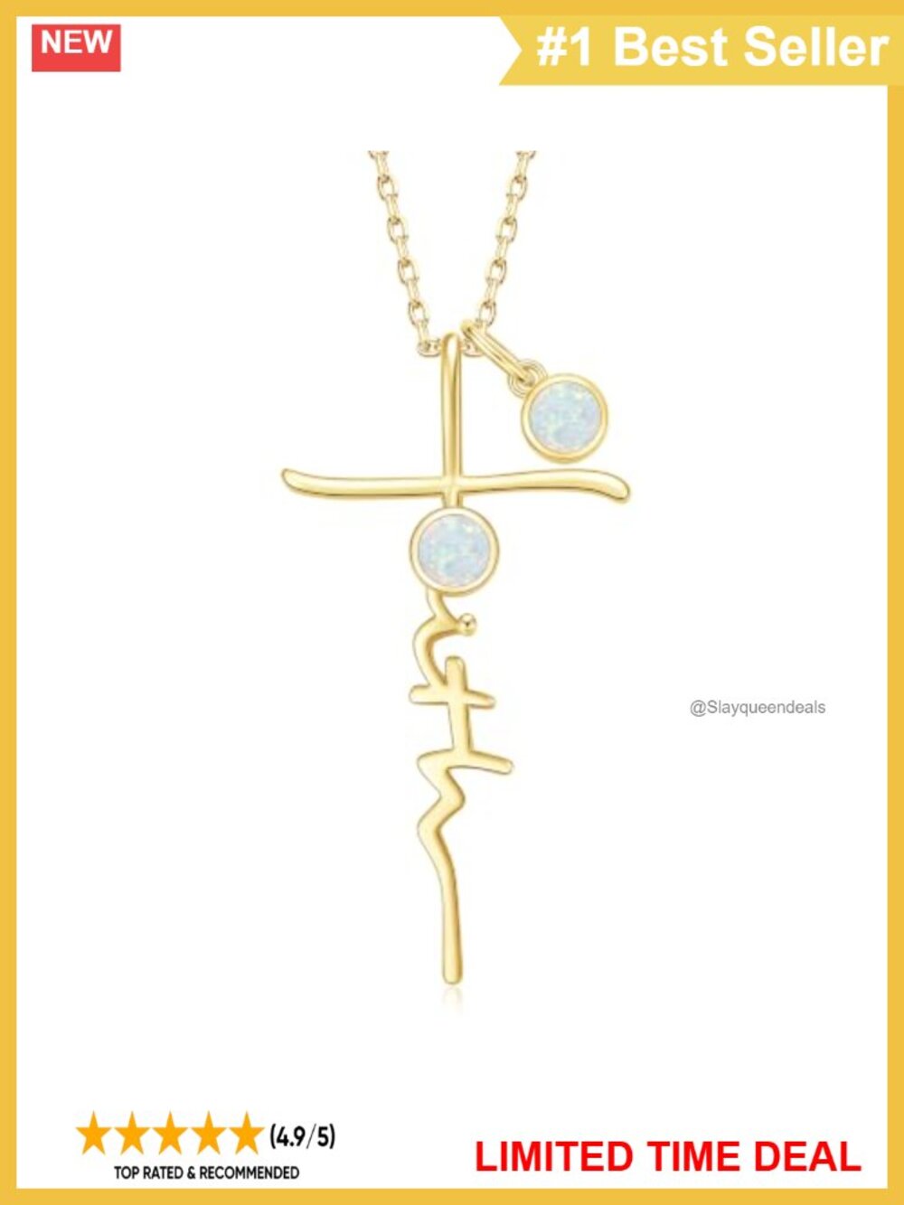 14k Gold Plated Cross Birthstone Necklace Christian Religious Jewelry